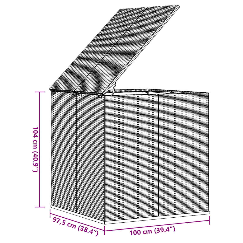 Garten-Kissenbox PE Rattan 100x97,5x104 cm Braun