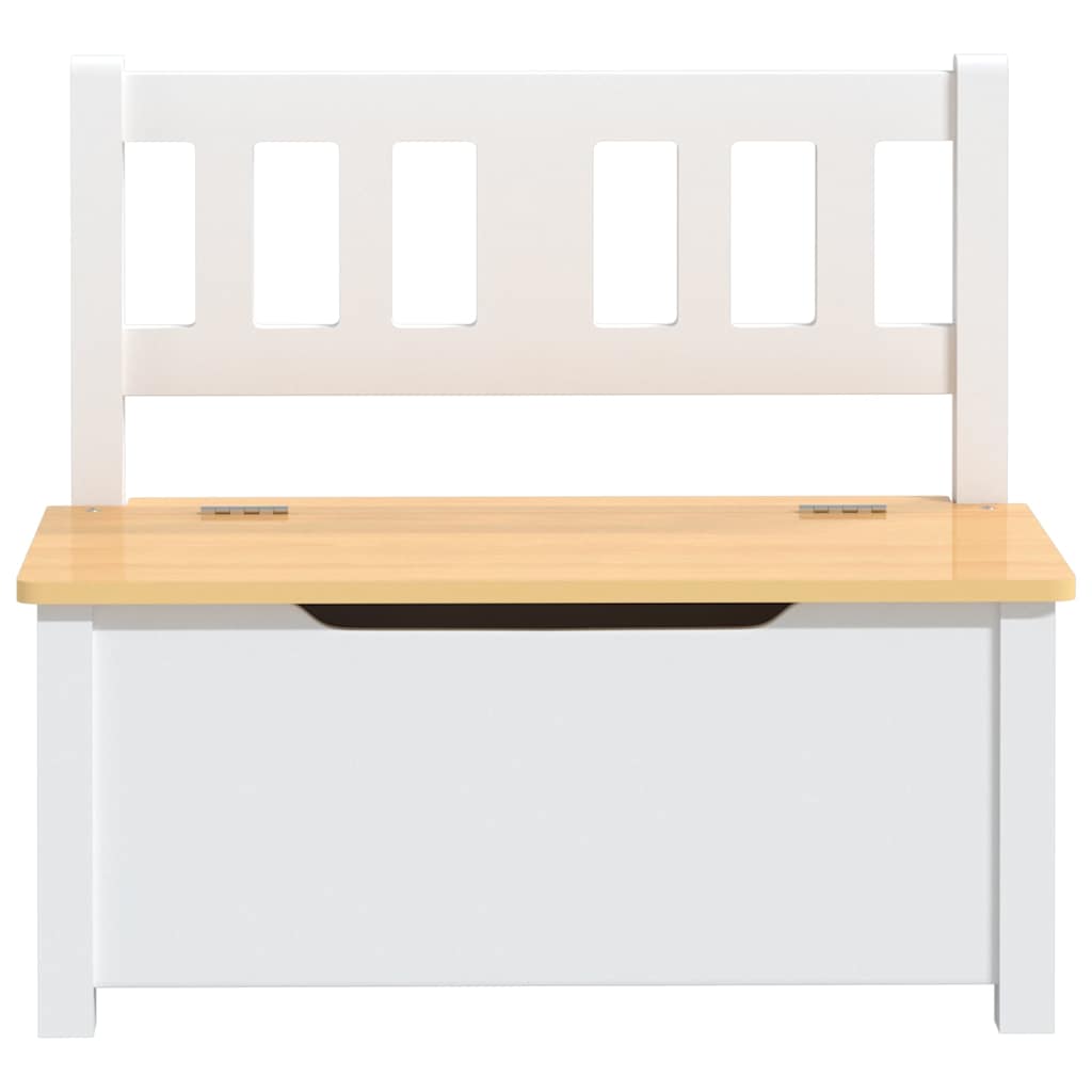 Kinderbank mit Stauraum Weiß und Beige 60x30x55 cm MDF