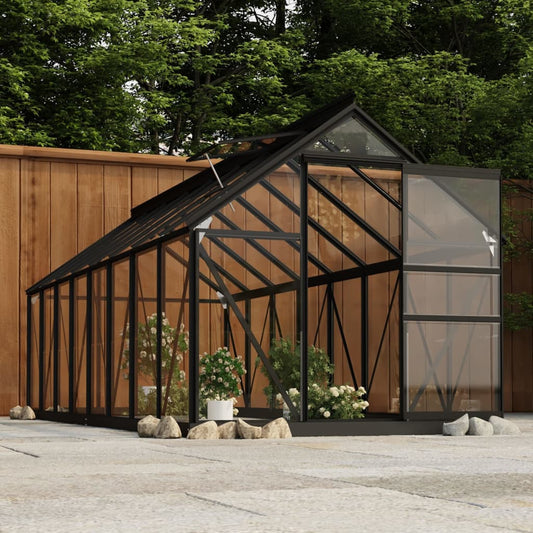 Glas Gewächshaus Anthrazit 155x395,5x191 cm Aluminium