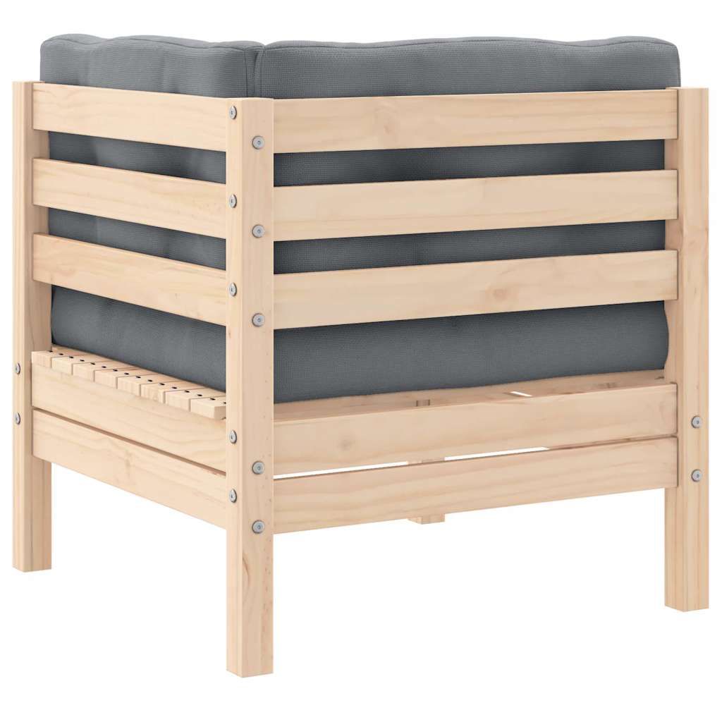 Garten-Ecksofa mit Kissen in Grau Massivholz Kiefer