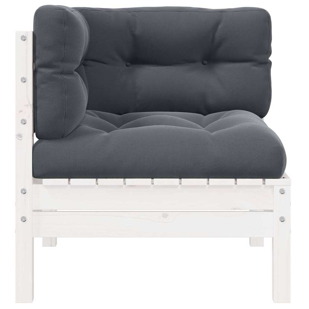 Garten-Ecksofa mit Kissen Weiß Massivholz Kiefer