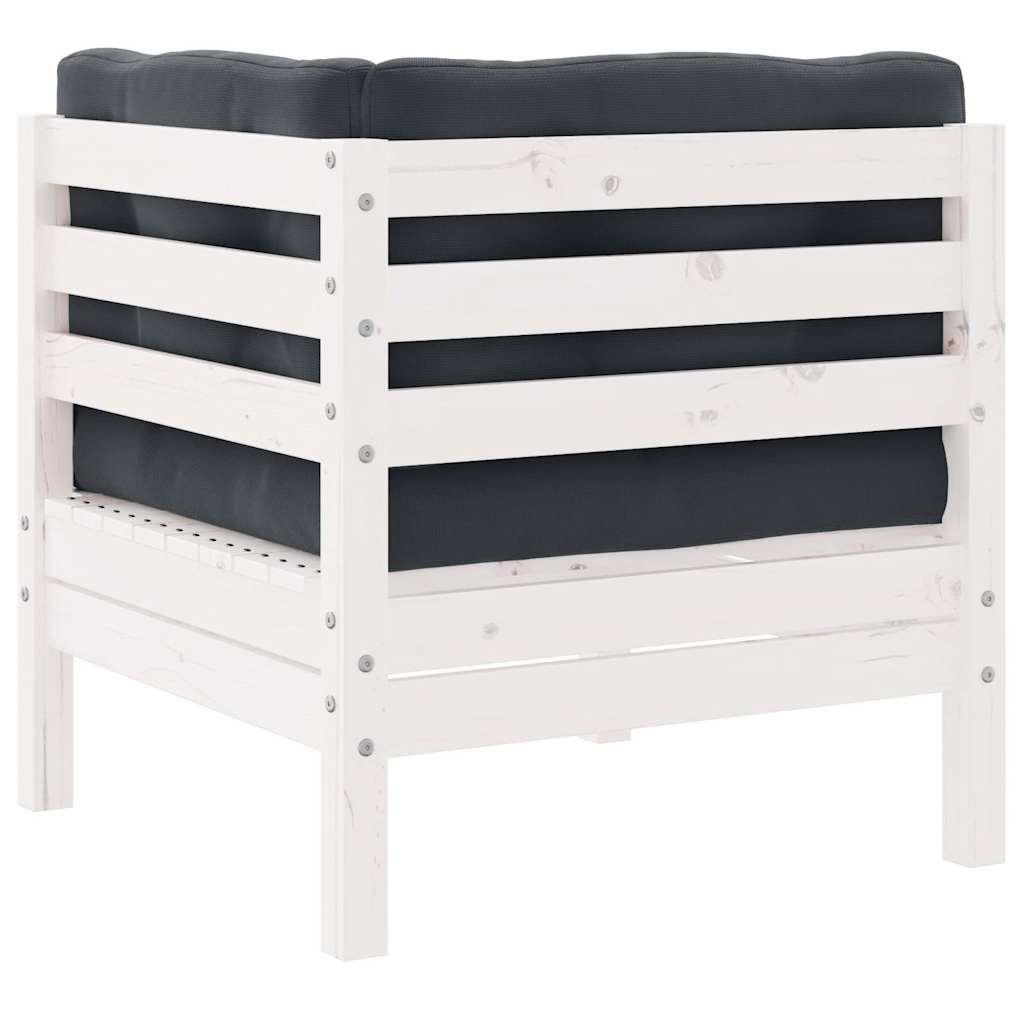 Garten-Ecksofa mit Kissen Weiß Massivholz Kiefer
