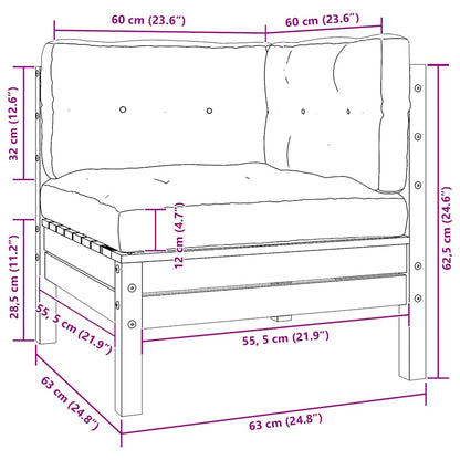 2-Sitzer-Gartensofa mit Grauen Kissen Massivholz Kiefer