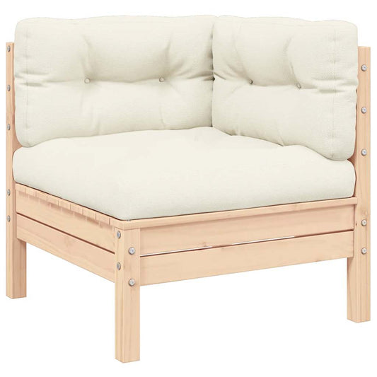 Gartensofa 2-Sitzer mit Kissen in Creme Massivholz Kiefer