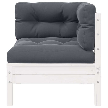 Gartensofa 2-Sitzer mit Kissen in Weiß Massivholz Kiefer