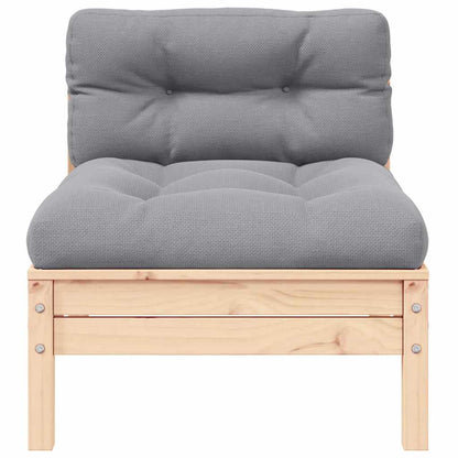 2-Sitzer-Gartensofa mit Grauen Kissen Massivholz Kiefer
