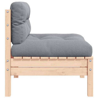 2-Sitzer-Gartensofa mit Grauen Kissen Massivholz Kiefer
