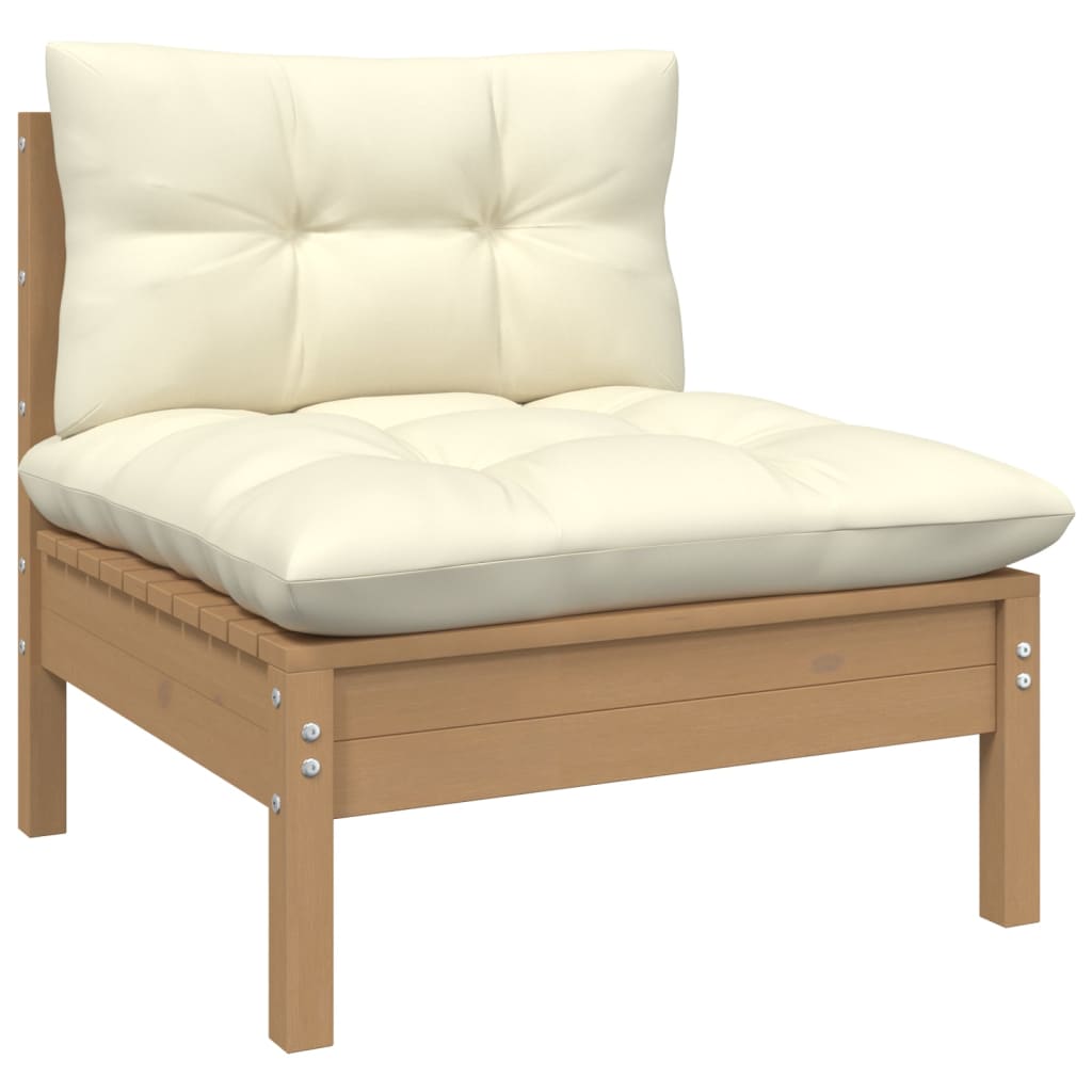 Gartensofa 2-Sitzer mit Creme Kissen Massivholz Kiefer