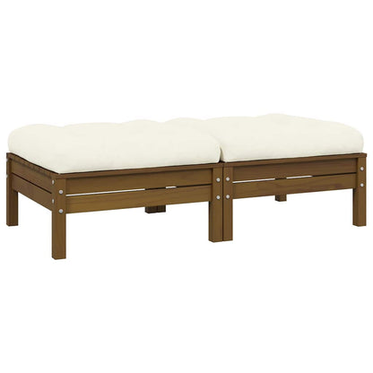 Gartensofa 2-Sitzer mit Creme Kissen Massivholz Kiefer