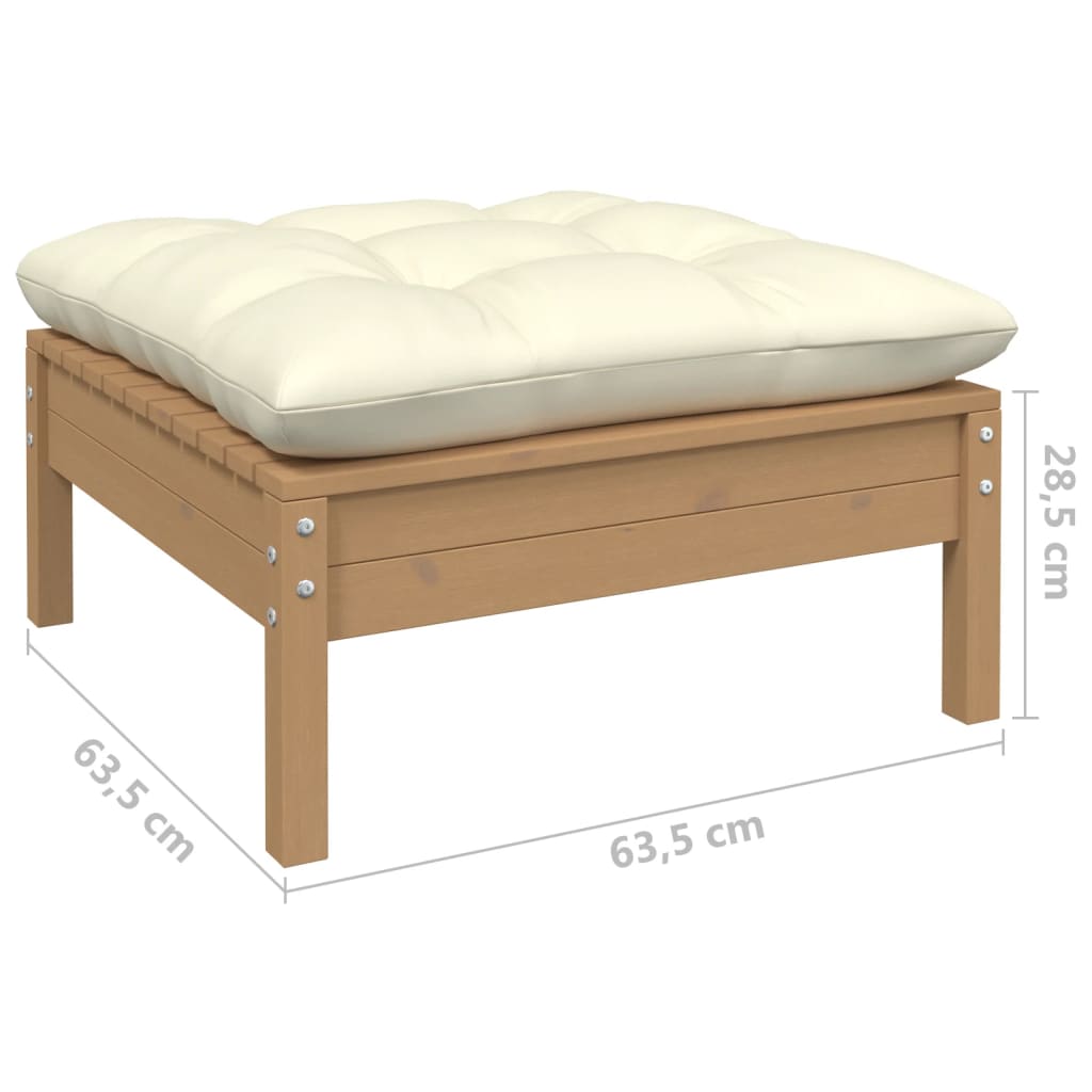 Gartensofa 2-Sitzer mit Creme Kissen Massivholz Kiefer