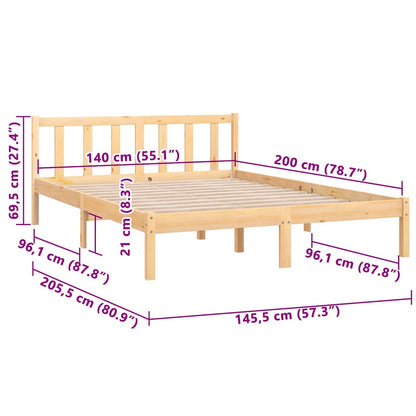 Massivholzbett Kiefernholz 140x200 cm