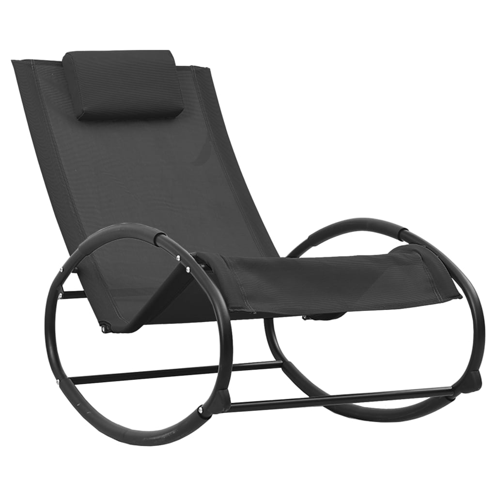 Bain de soleil avec coussin en acier et textilène noir