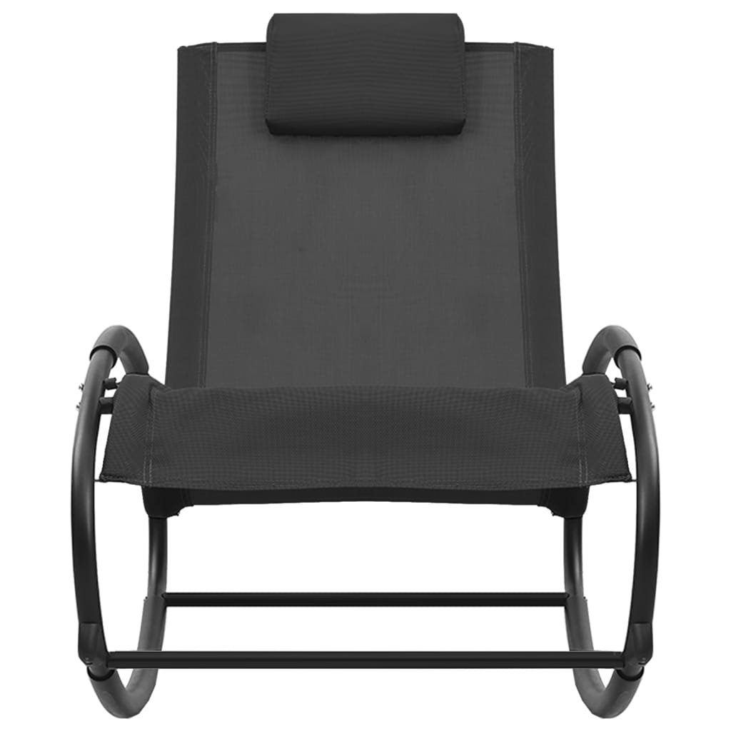 Bain de soleil avec coussin en acier et textilène noir