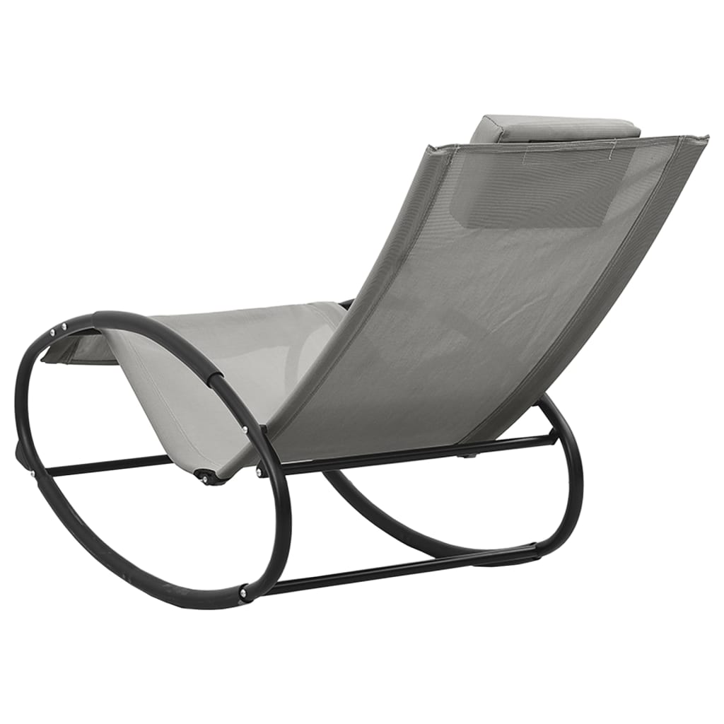 Bain de soleil avec coussin en acier et textilène gris
