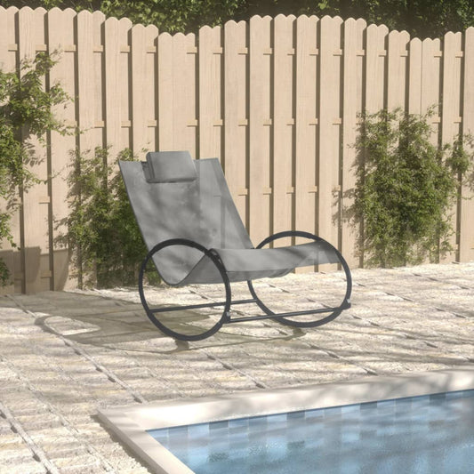 Bain de soleil avec coussin en acier et textilène gris