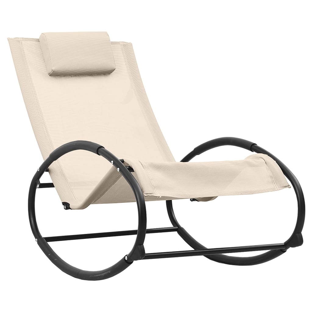 Bain de soleil avec coussin en acier et textilène crème
