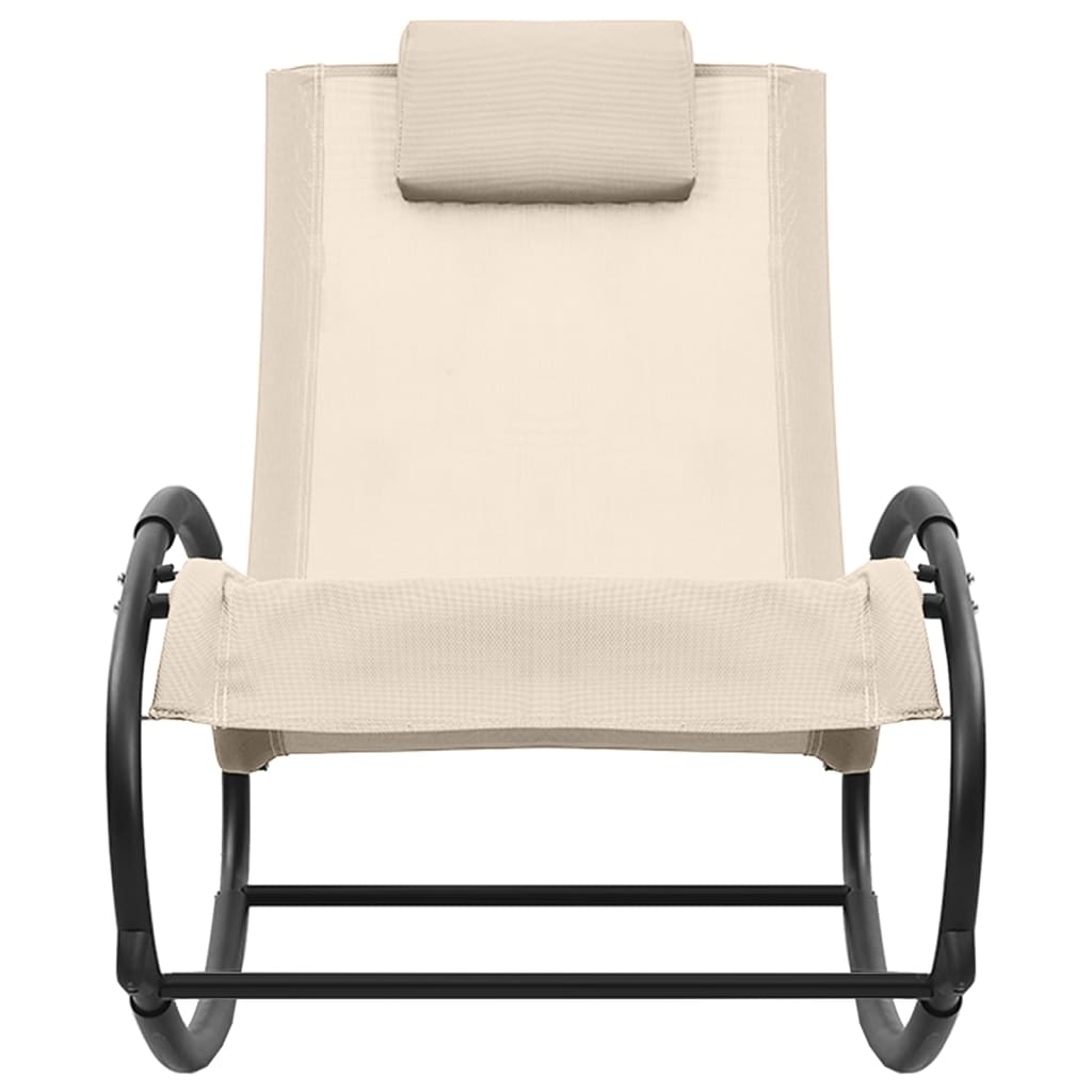 Bain de soleil avec coussin en acier et textilène crème