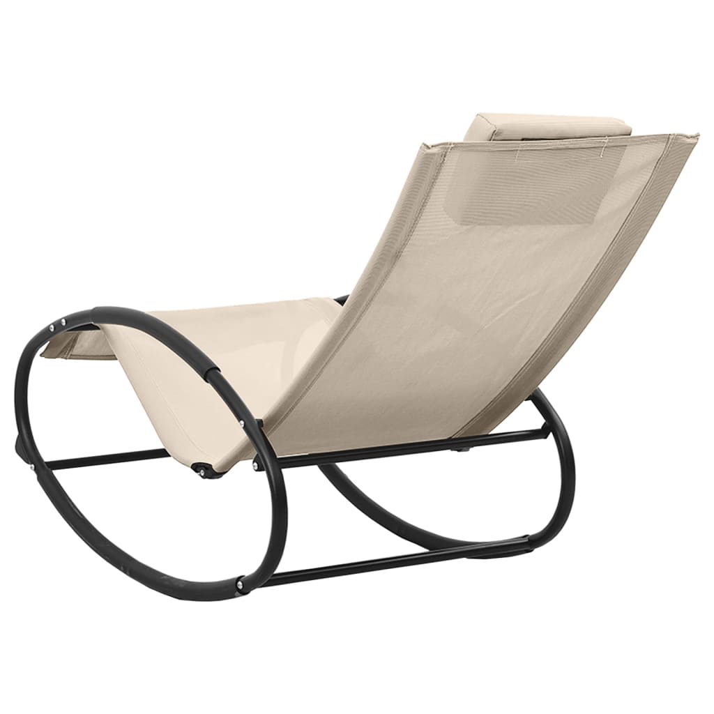 Bain de soleil avec coussin en acier et textilène crème