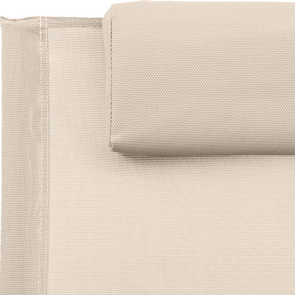Bain de soleil avec coussin en acier et textilène crème