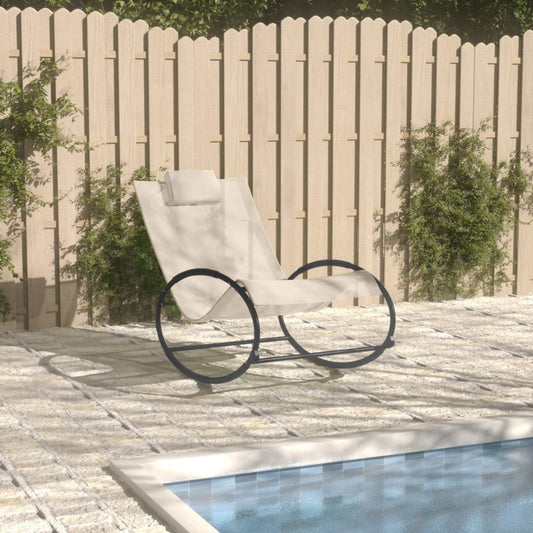 Bain de soleil avec coussin en acier et textilène crème