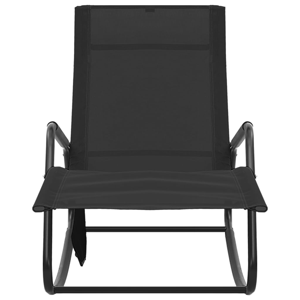 Bain de soleil acier et textilène noir
