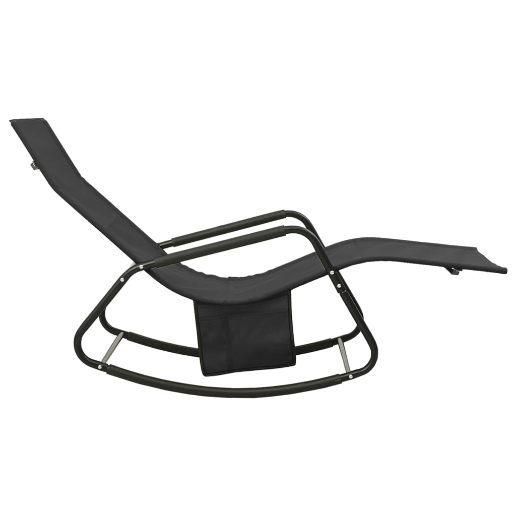 Bain de soleil acier et textilène noir