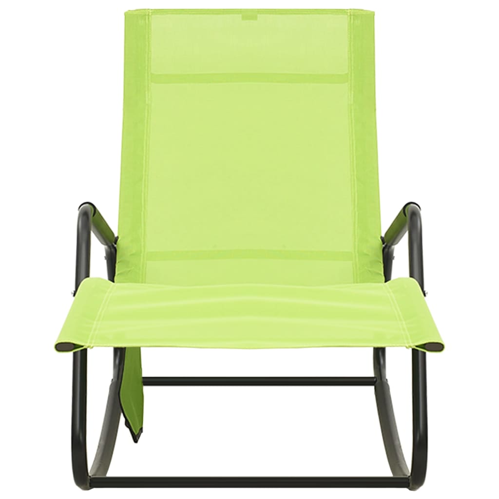 Bain de soleil en acier et textilène vert