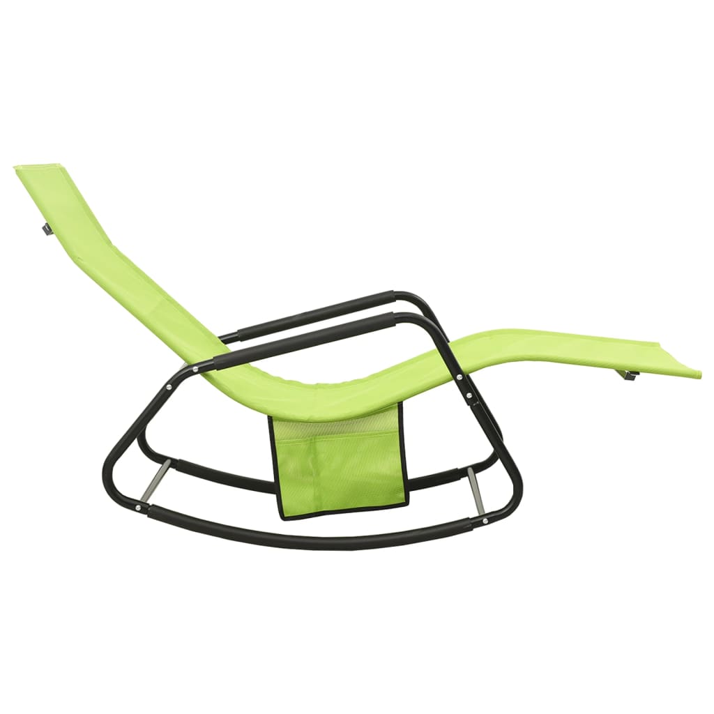 Bain de soleil en acier et textilène vert