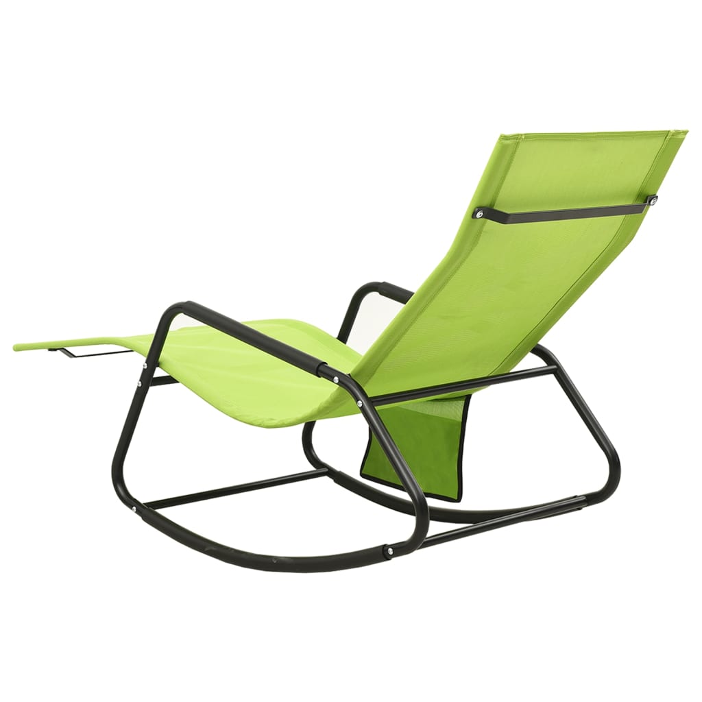 Bain de soleil en acier et textilène vert