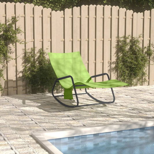 Bain de soleil en acier et textilène vert