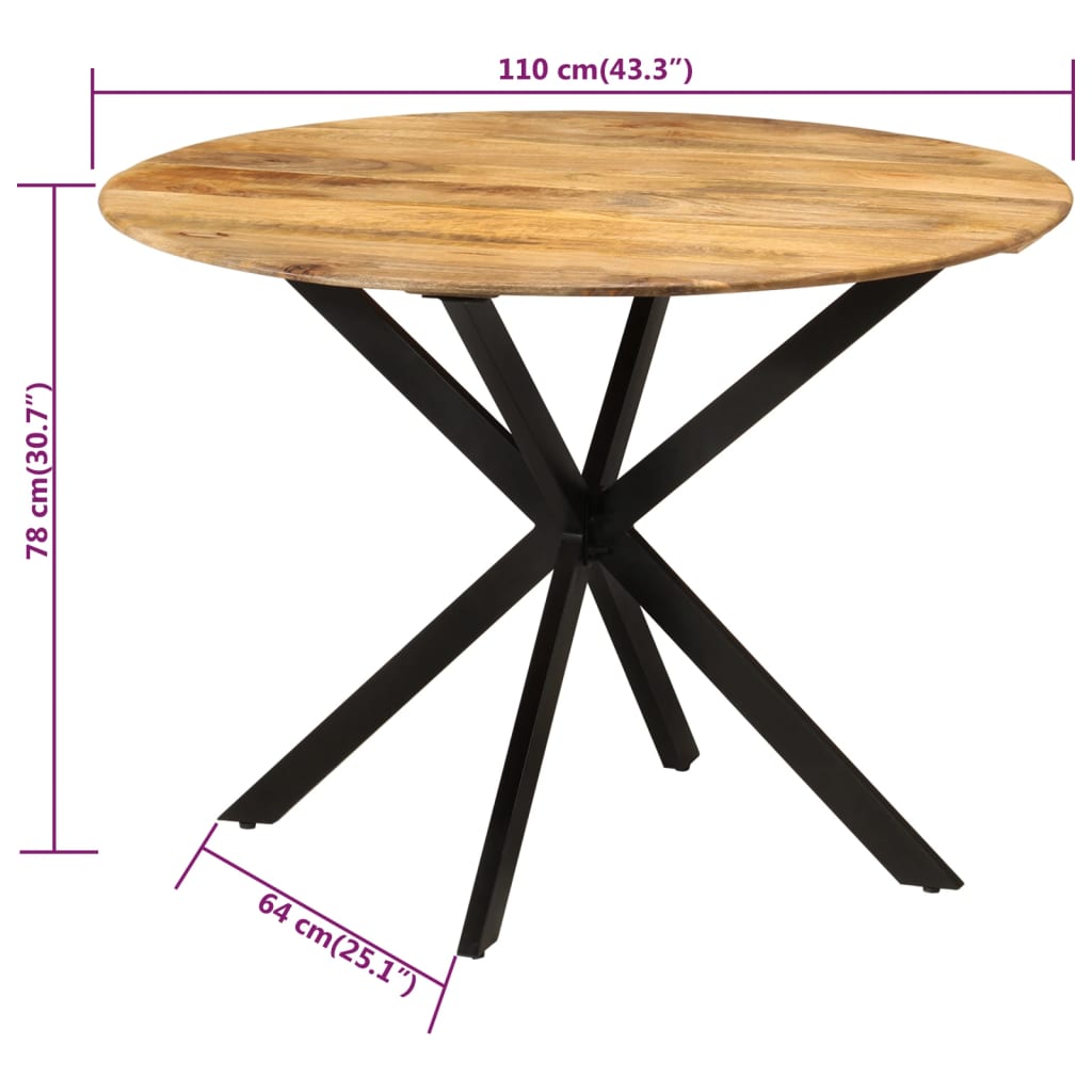 Esstisch Ø110x78 cm Massivholz Mango und Stahl