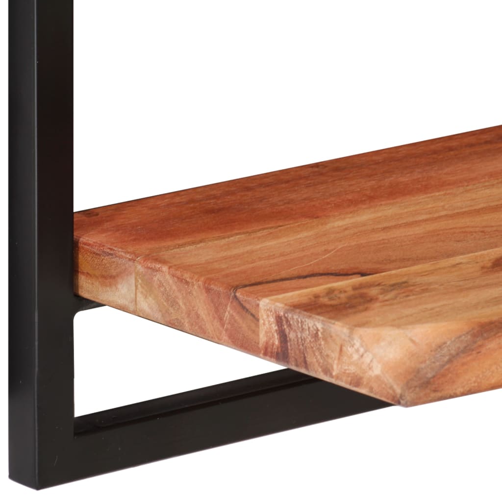 Wall shelves 2 pcs. 100x24x35 cm solid acacia wood and steel