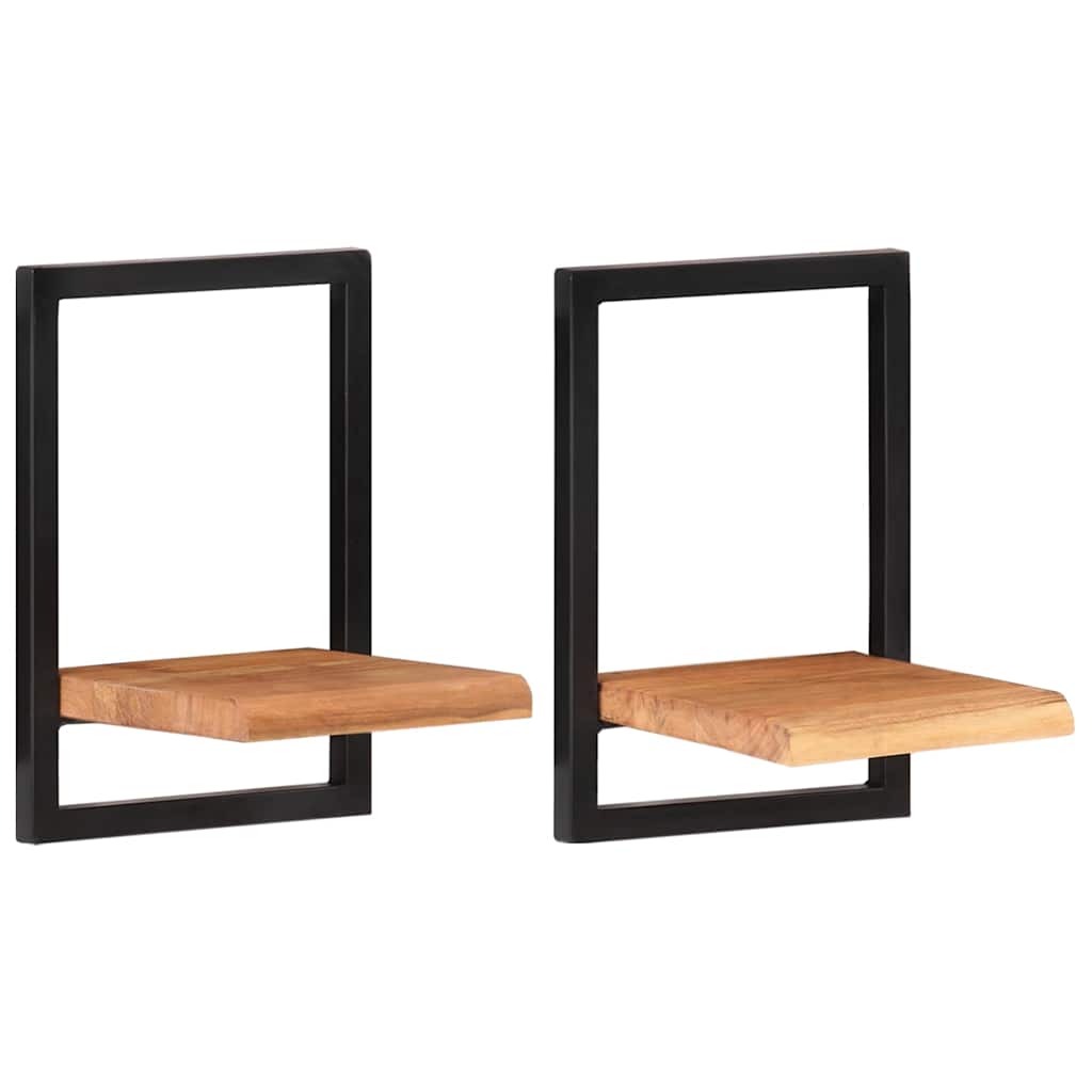 Wandregale 2 Stk. 25x25x35 cm Massivholz Akazie und Stahl
