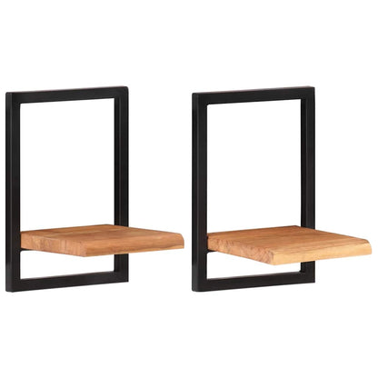 Wandregale 2 Stk. 25x25x35 cm Massivholz Akazie und Stahl
