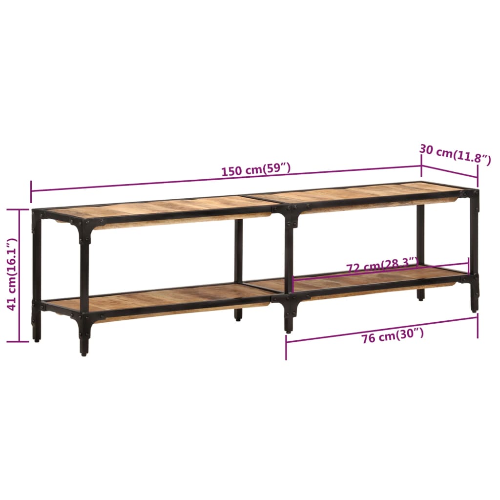 TV-Schrank 150x30x41 cm Massivholz Mango