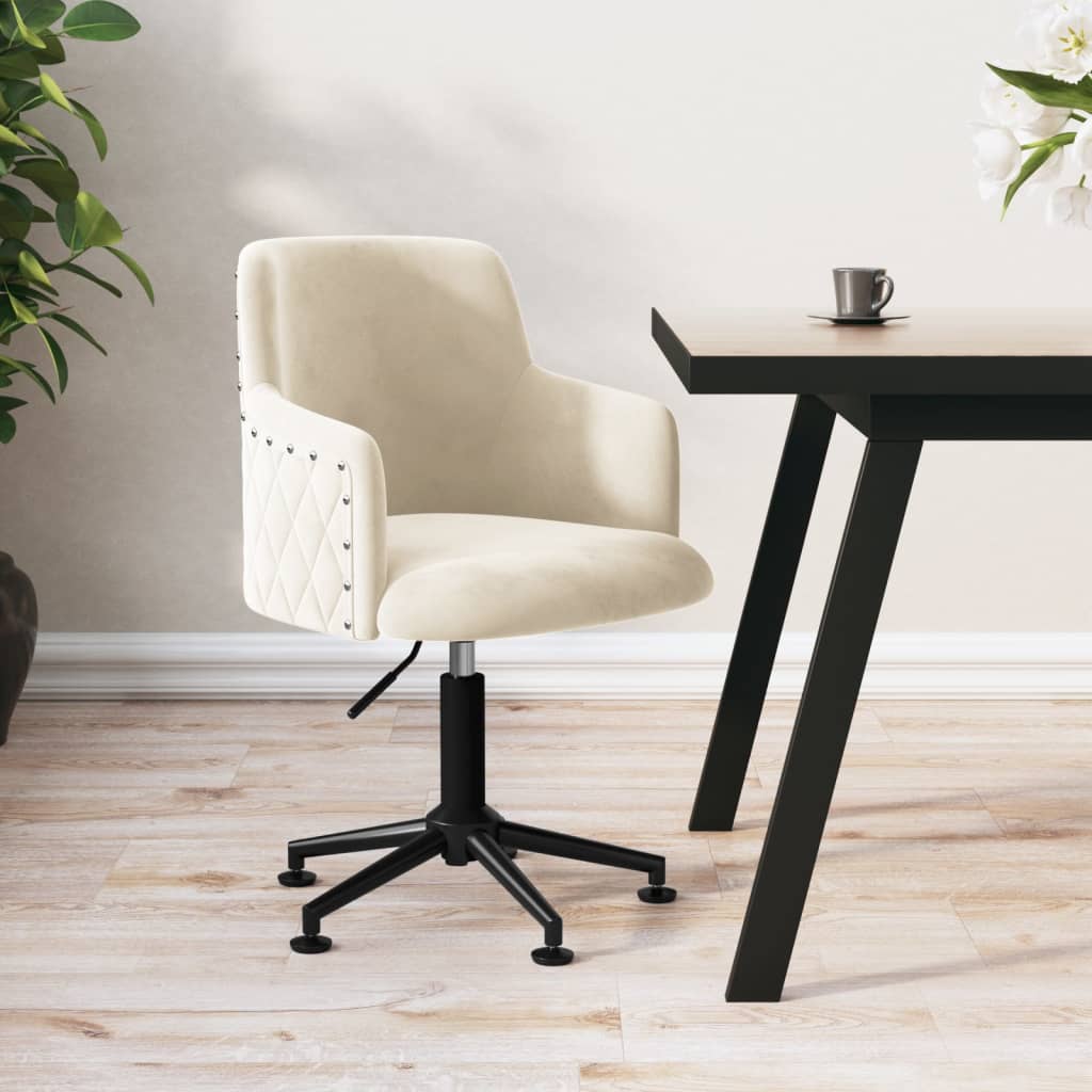 Bürostuhl Drehbar Creme Samt