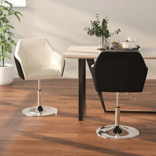 Esszimmerstühle 2 Stk. Weiß und Schwarz Kunstleder