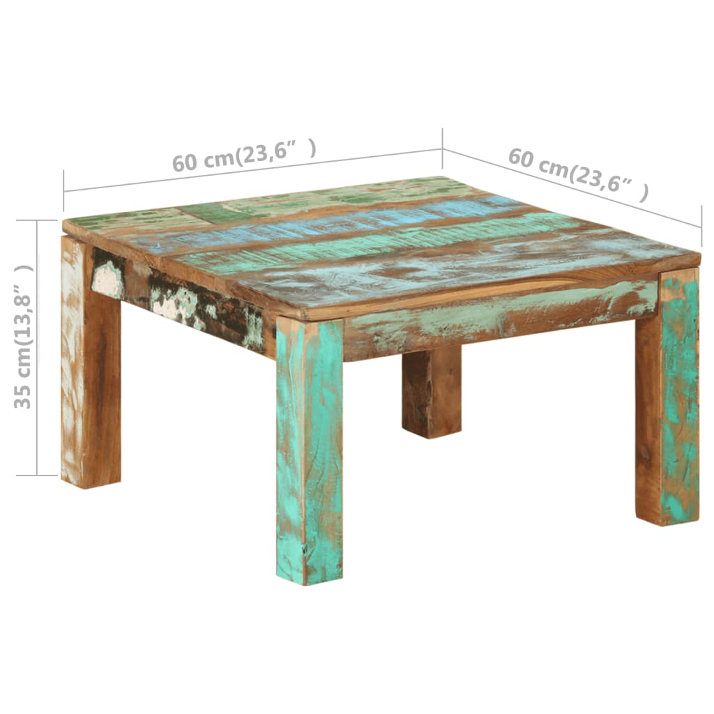 Couchtisch 60x60x35 cm Altholz Massiv