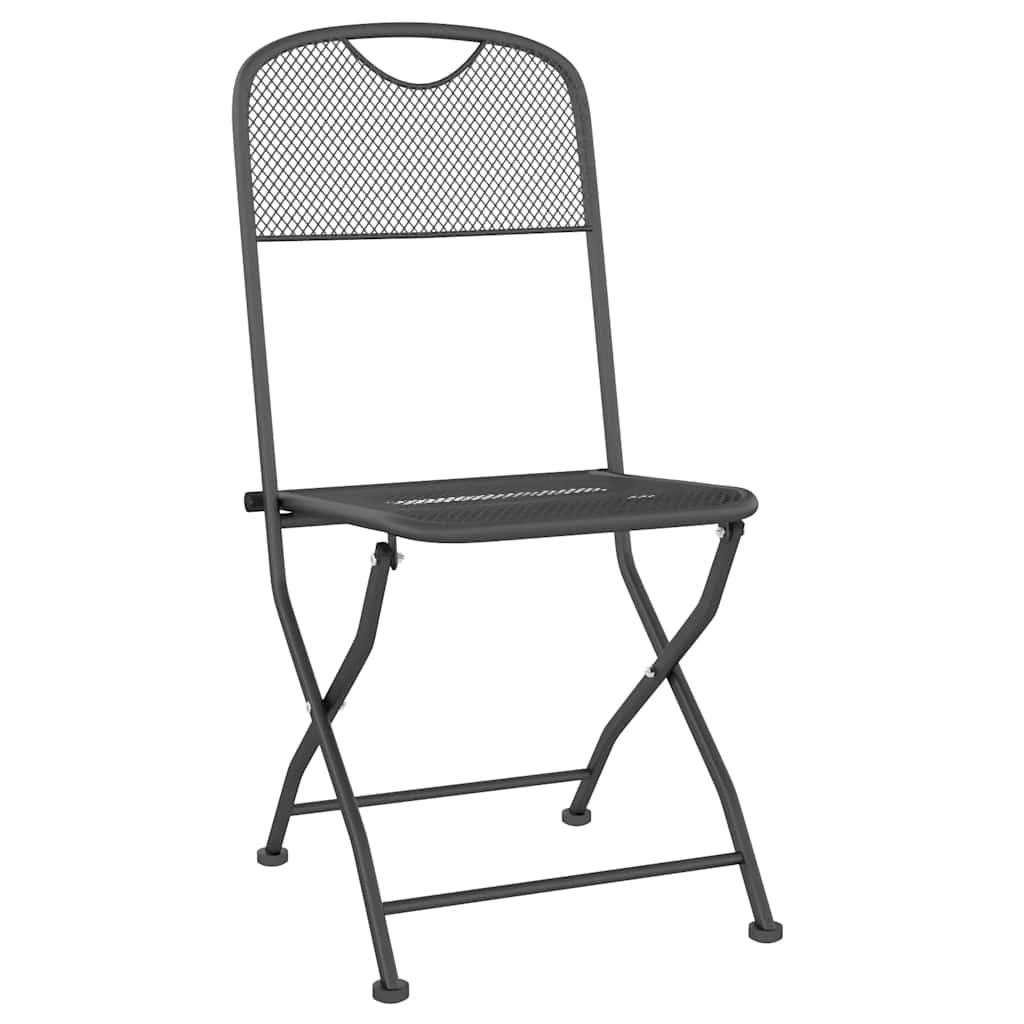 Klappstühle, 2 Stück, Streckmetallgitter, Anthrazit