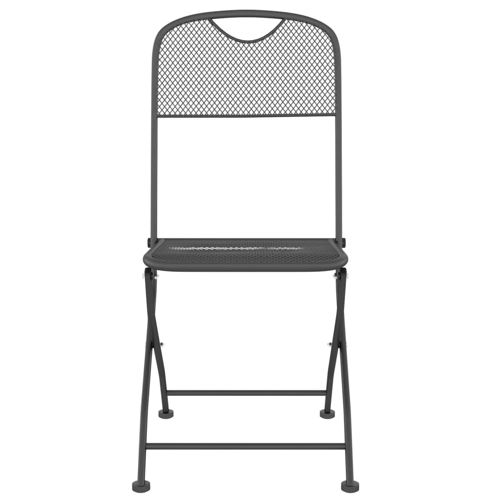 Klappstühle, 2 Stück, Streckmetallgitter, Anthrazit