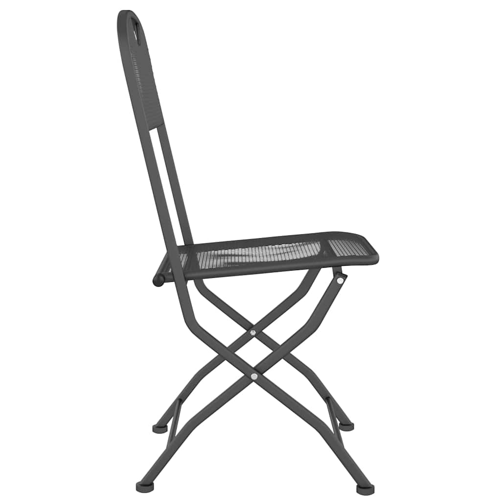 Klappstühle, 2 Stück, Streckmetallgitter, Anthrazit