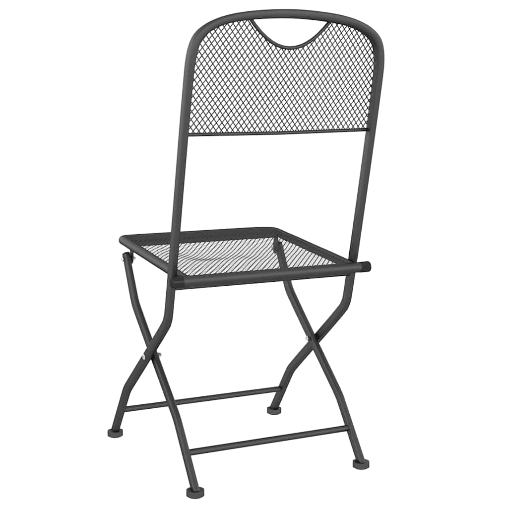 Klappstühle, 2 Stück, Streckmetallgitter, Anthrazit