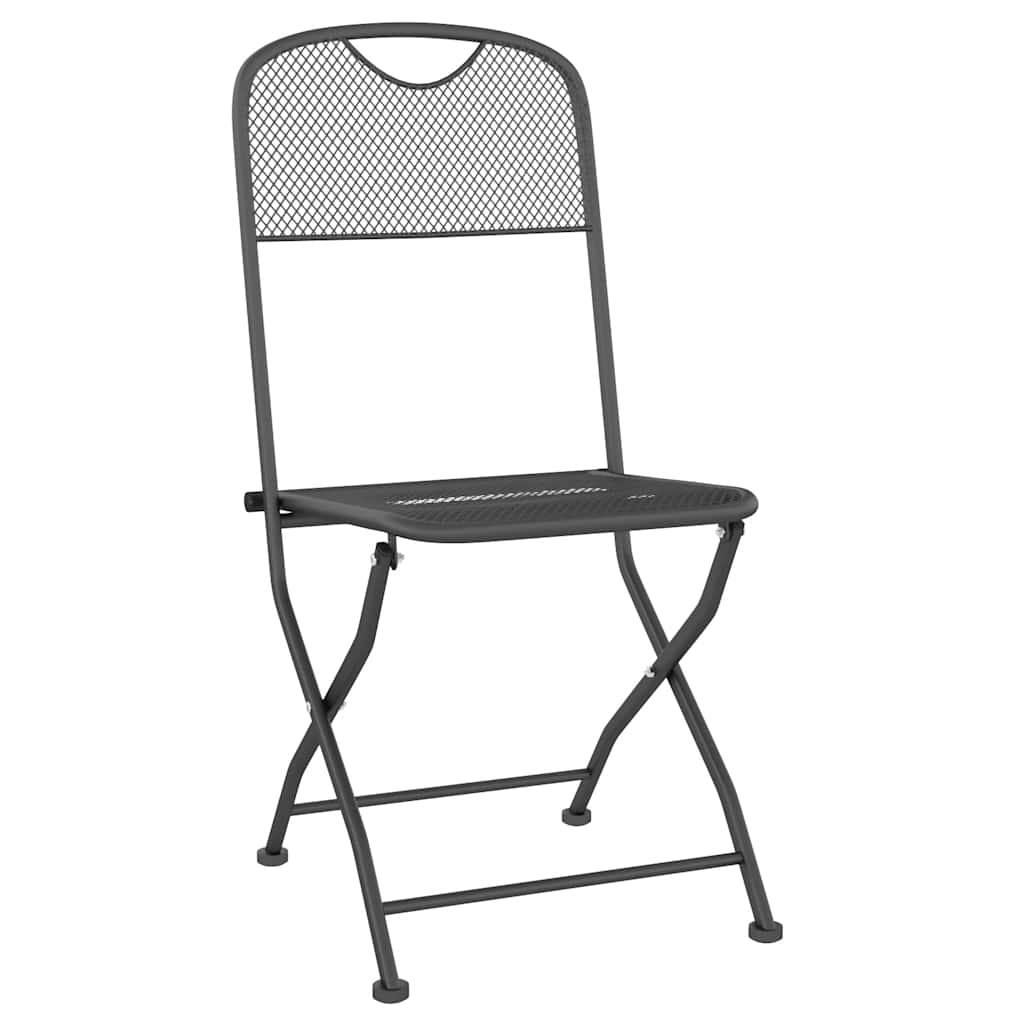 Klappstühle, 4 Stück, Streckmetallgitter, Anthrazit