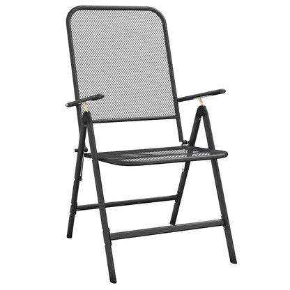 Klappstühle, 2 Stück, Streckmetallgitter, Anthrazit