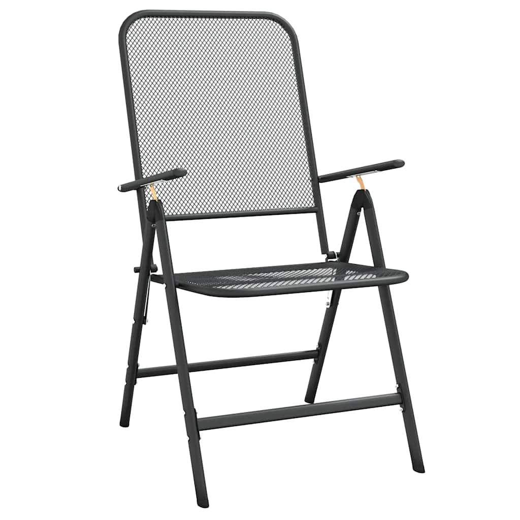 Klappstühle, 2 Stück, Streckmetallgitter, Anthrazit