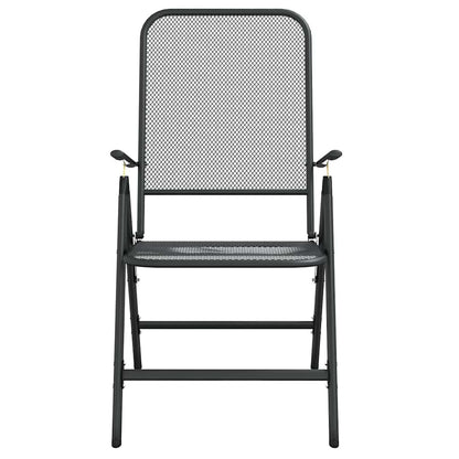 Klappstühle, 2 Stück, Streckmetallgitter, Anthrazit