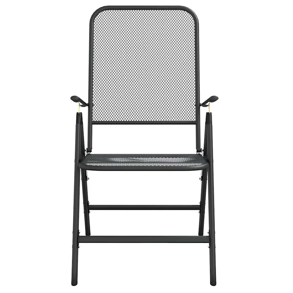Klappstühle, 2 Stück, Streckmetallgitter, Anthrazit