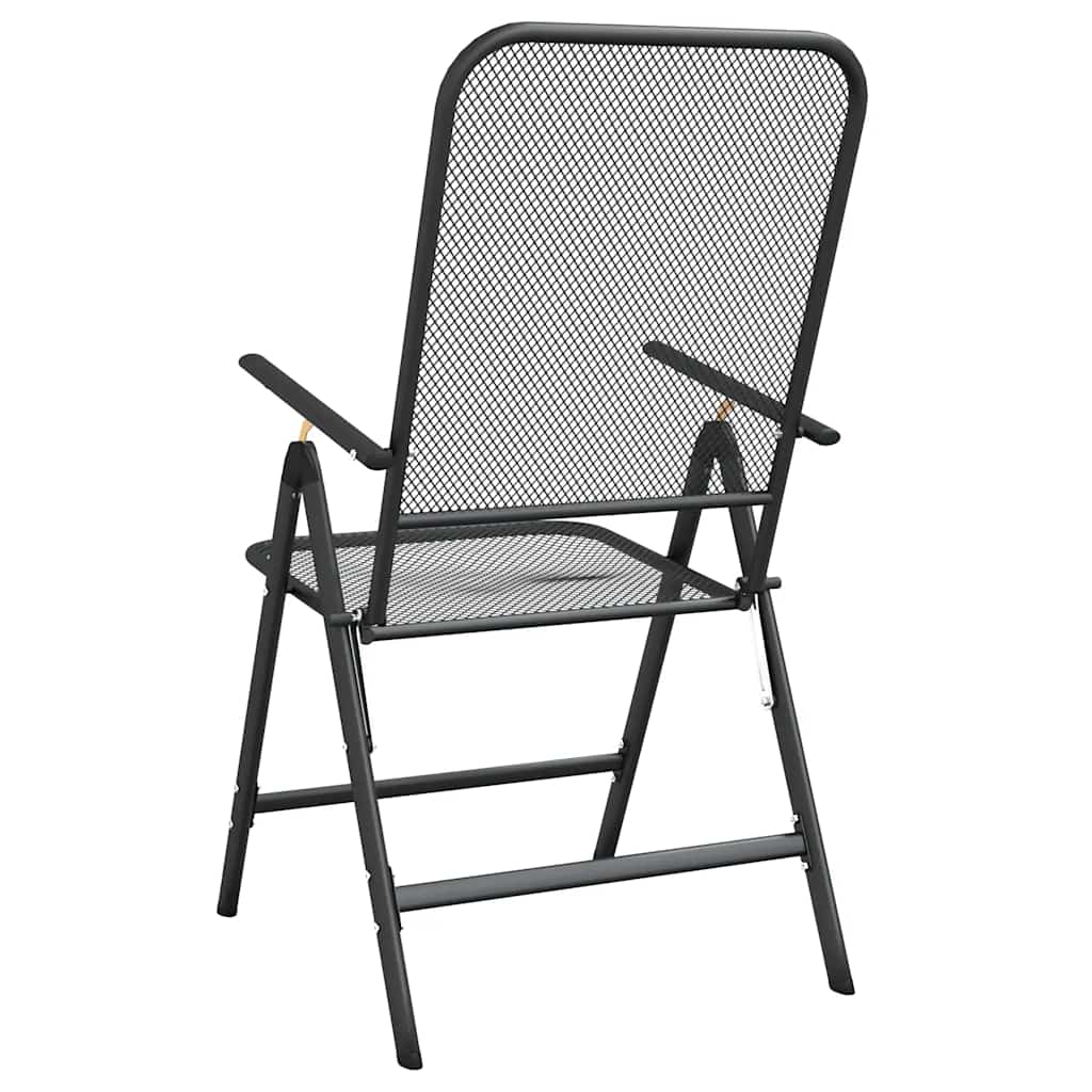 Klappstühle, 2 Stück, Streckmetallgitter, Anthrazit