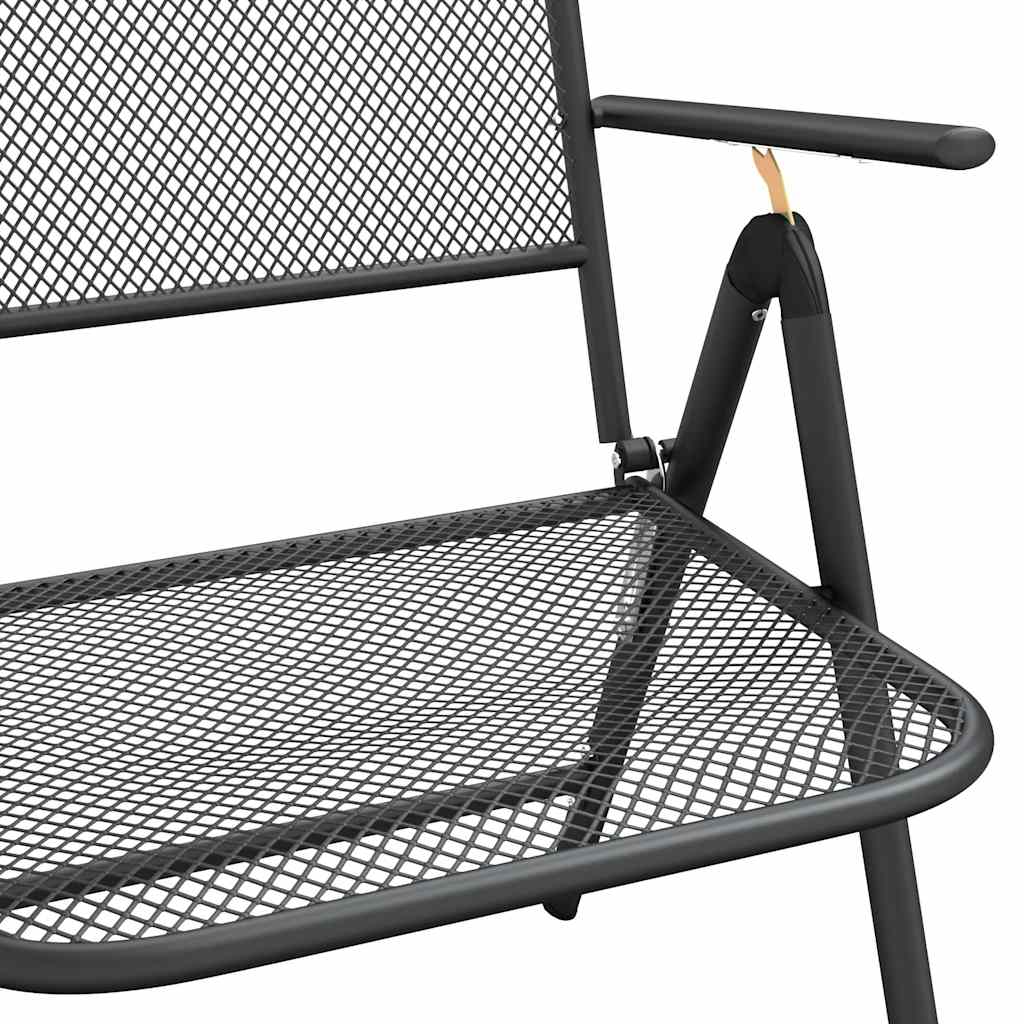 Klappstühle, 2 Stück, Streckmetallgitter, Anthrazit