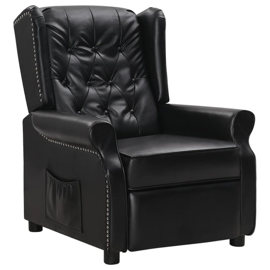 Relaxsessel Schwarz Glänzendes Kunstleder